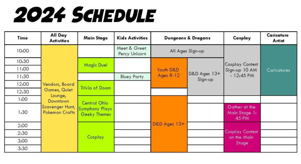 Great GeekFest 2024 Schedule of Events