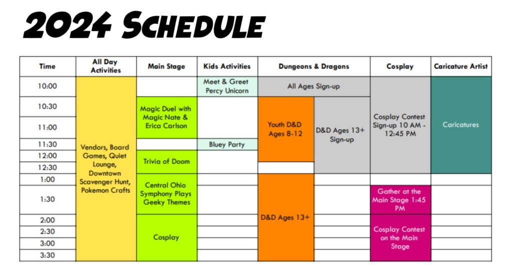 Great GeekFest 2024 Schedule of Events