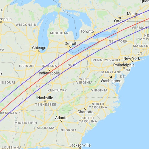 Eclipse path North-Eastern US